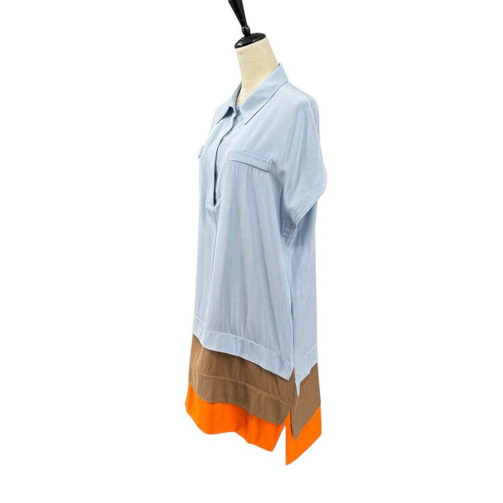 Diane von Furstenberg NWT XS/S Hatsu Tiered Colorblock Silk Crepe Shirt Dress - Picture 4 of 15